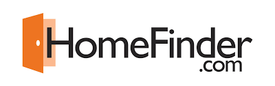 HomeFinder.com logo with orange door graphic and black writing